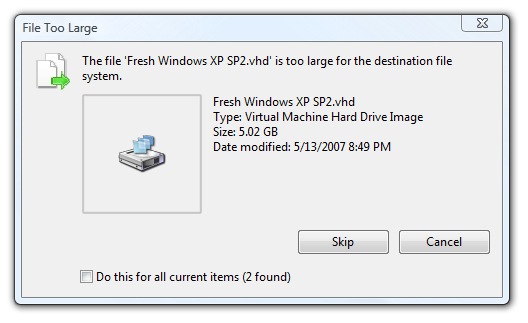The Duh Files - The file is too large for the destination file system ...